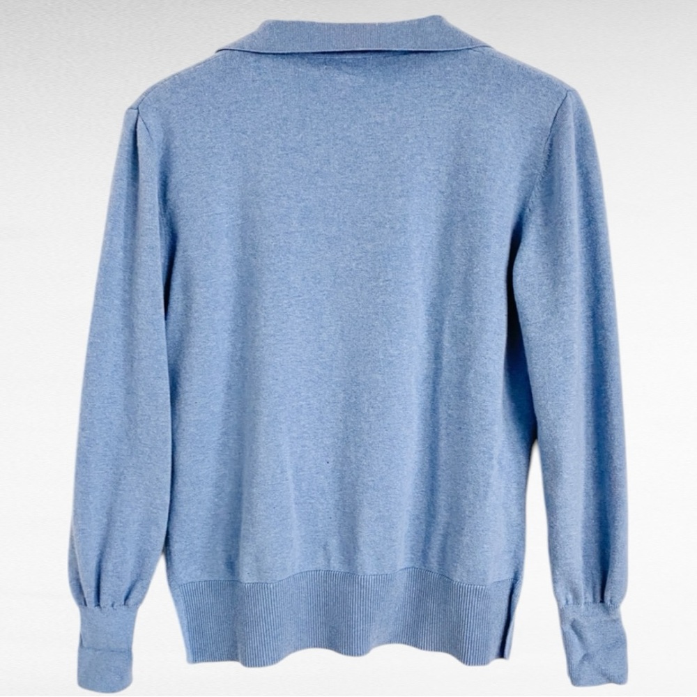 MERSEA | Coastal Blue MARINER HORIZON Relaxed Fit Cotton Wool Polo Sweater - Picture 3 of 4